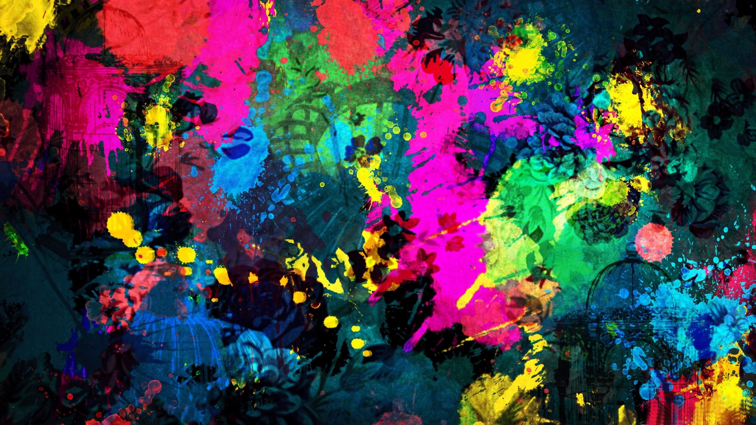 Abstract Mixed Paint Colors Wallpaper