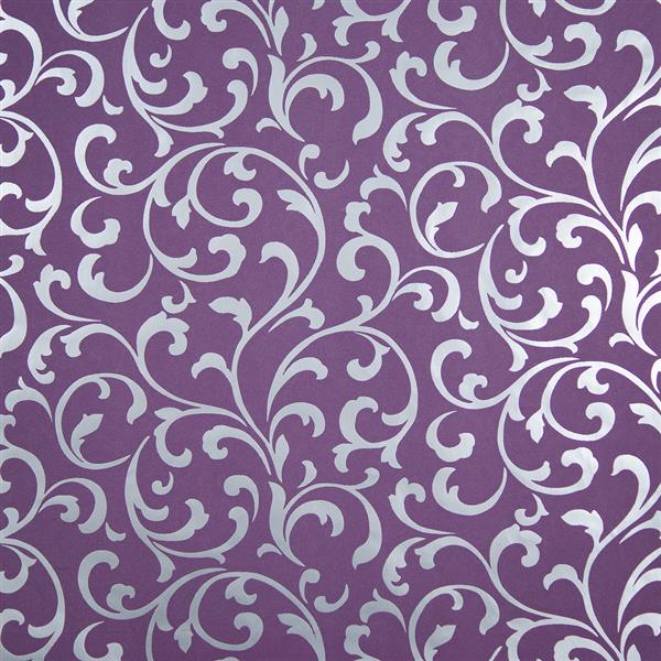 Of Purple Reflective Silver Embossed Luxury Velvet Wallpaper 10m Roll
