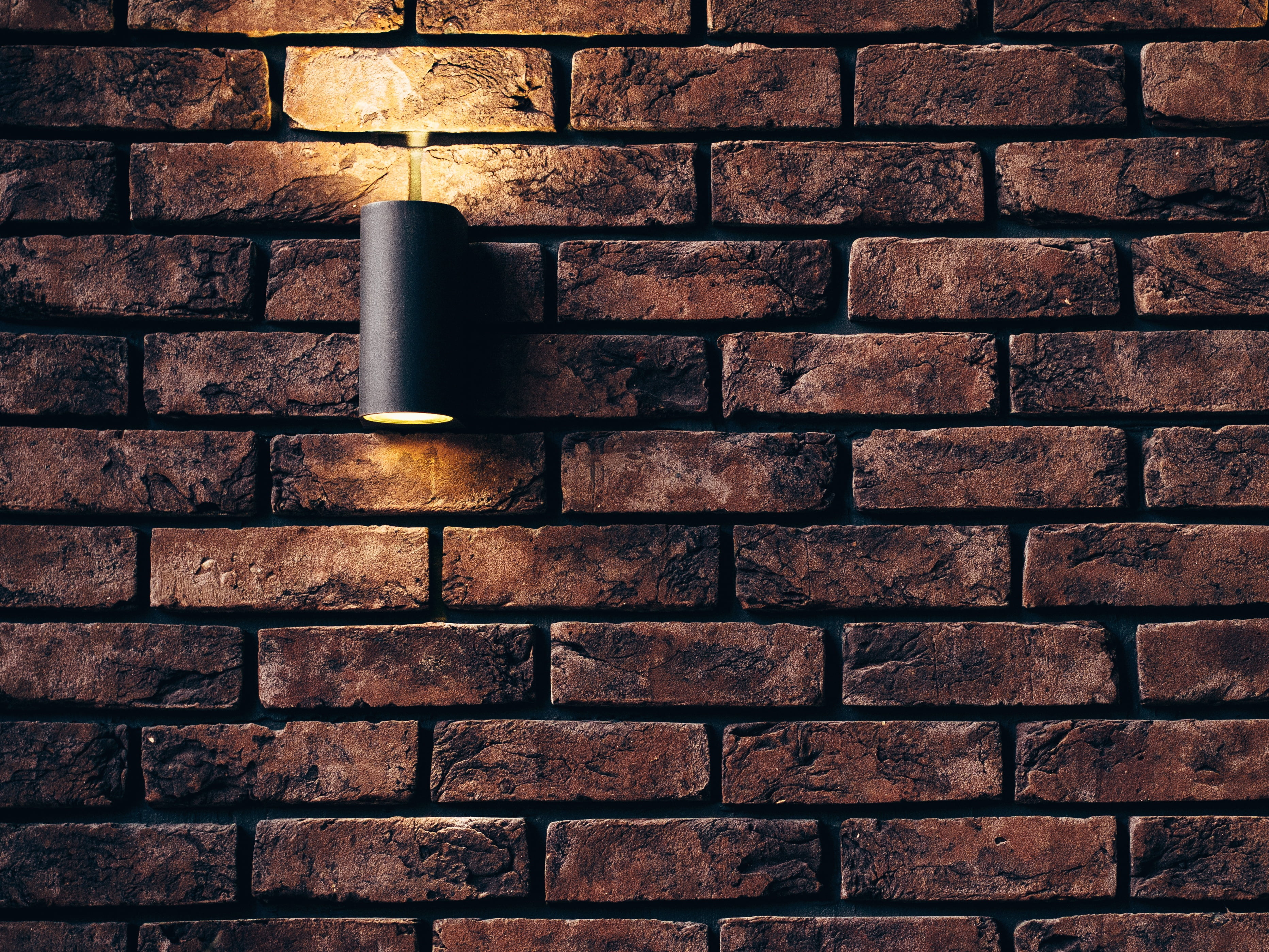 Turned On Light Sconce Brick Wall HD Wallpaper