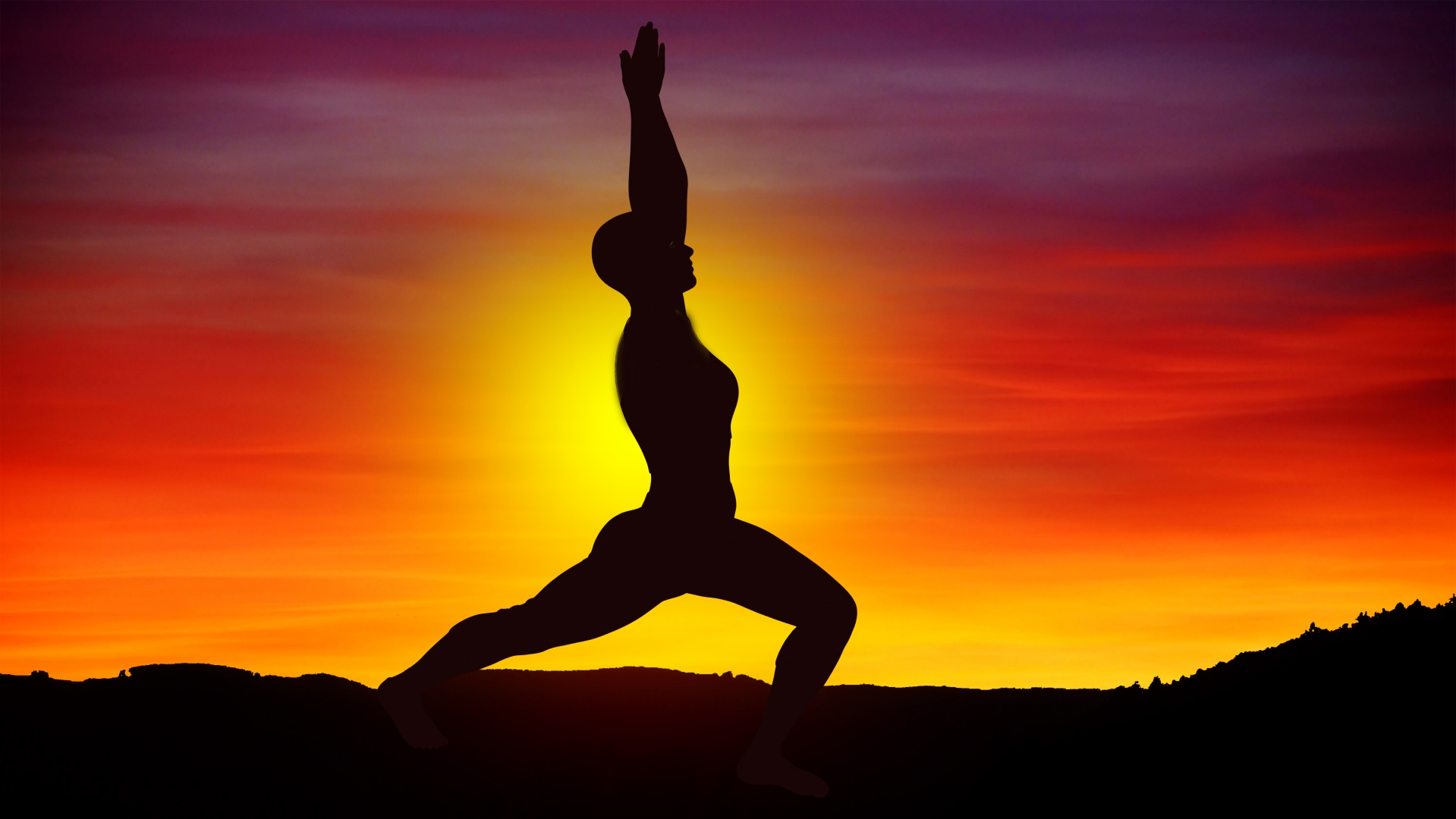 Download free photo of Yogawomansilhouettesunsetmeditation