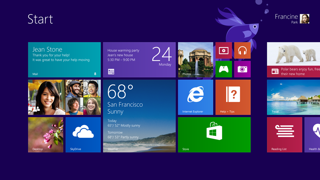  Windows 81 device displays a slideshow of your photos when its