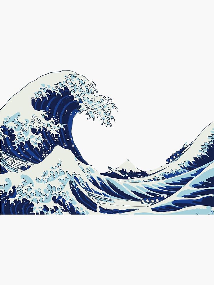 The Big Wave Sticker By Seijiart Painting Watercolor