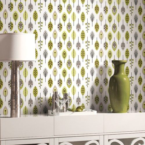 Bistro Retro Leaves Wallpaper From York Wallcoverings Available