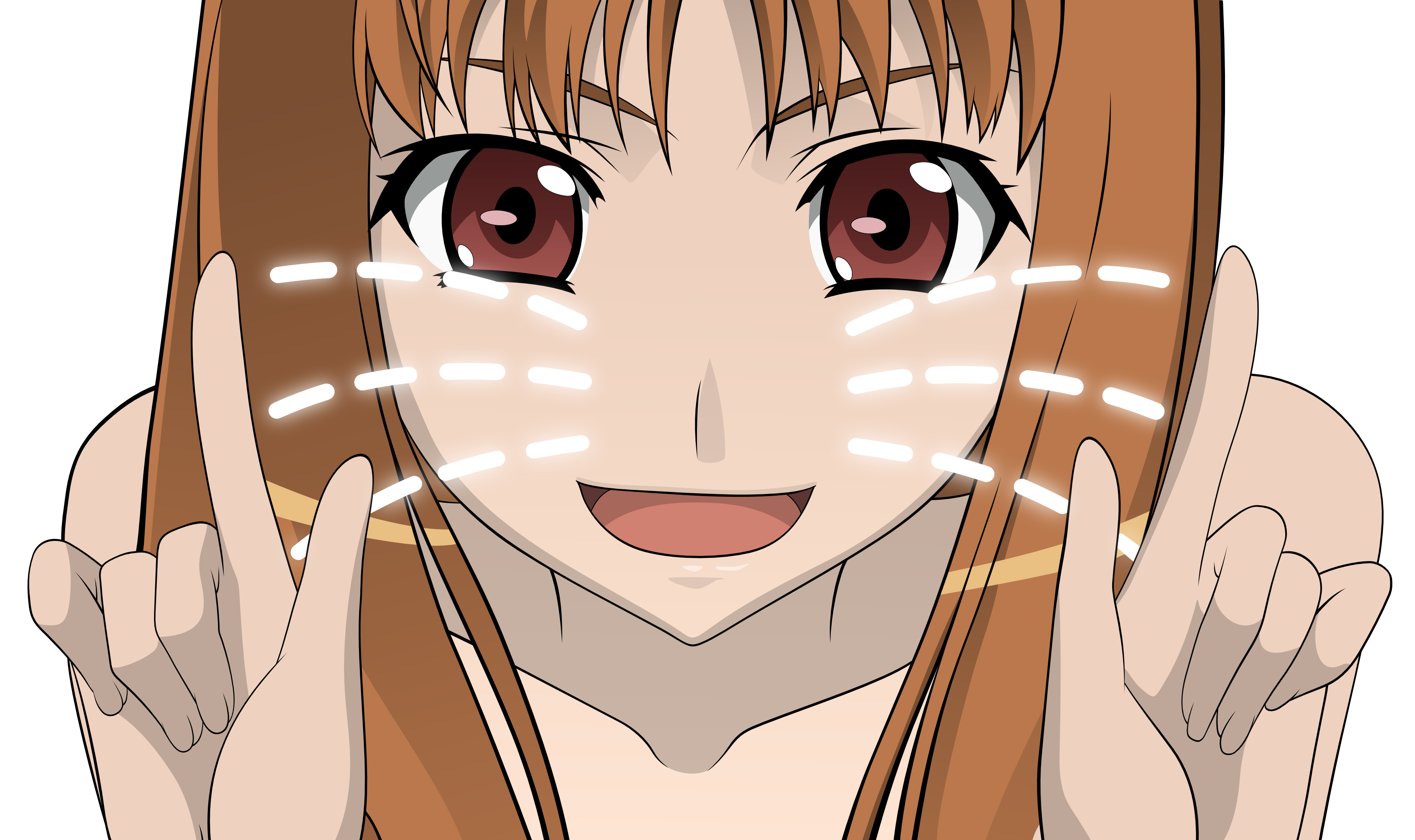 Close Horo Long Hair Orange Red Eyes Spice And Wolf Transparent