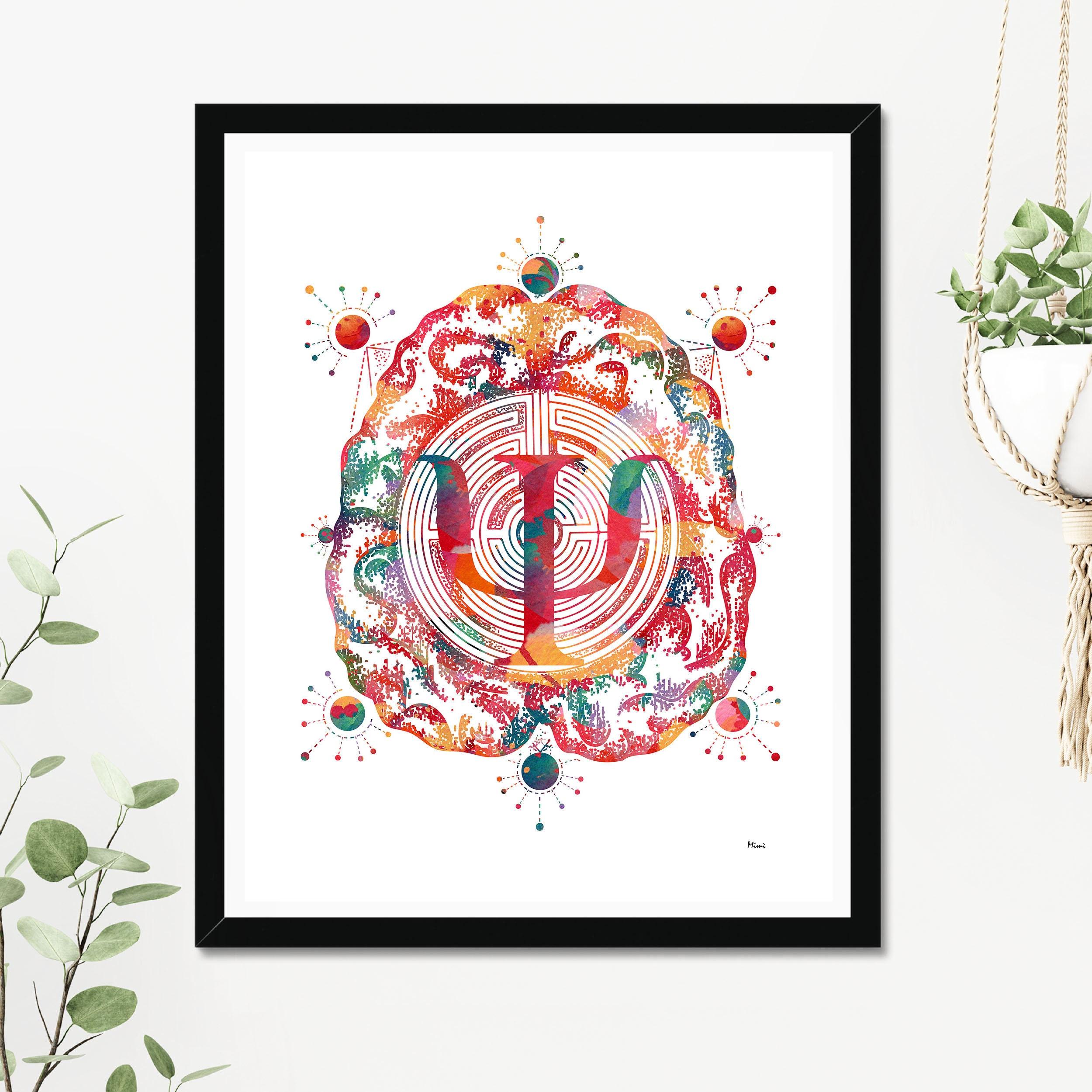 Brain And Psychology Watercolor Print Psychotherapy Poster