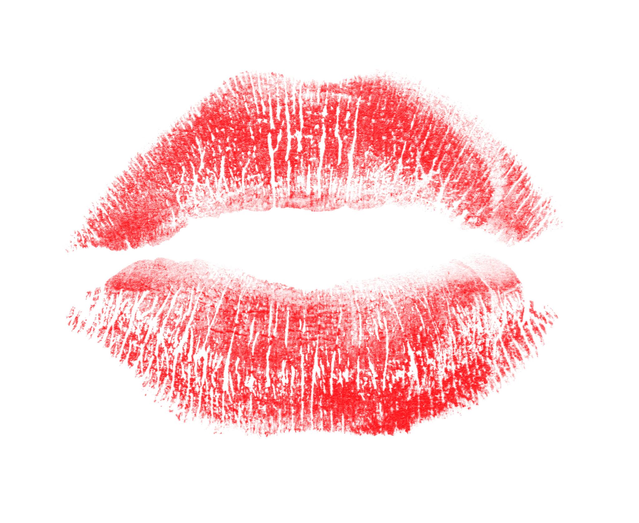 Red Lips Imprint Isolated On Pure White Background