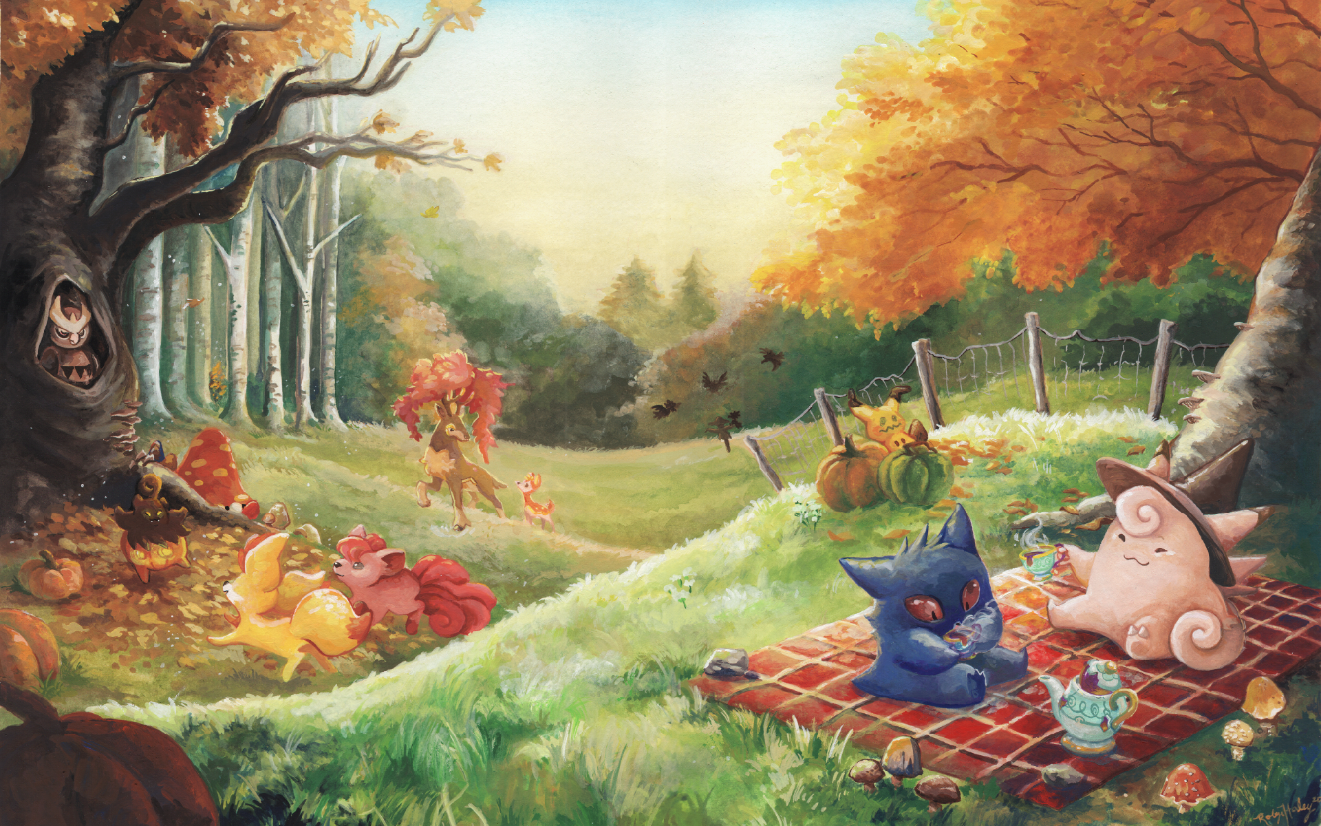Pokemon Autumn Print Wallpaper