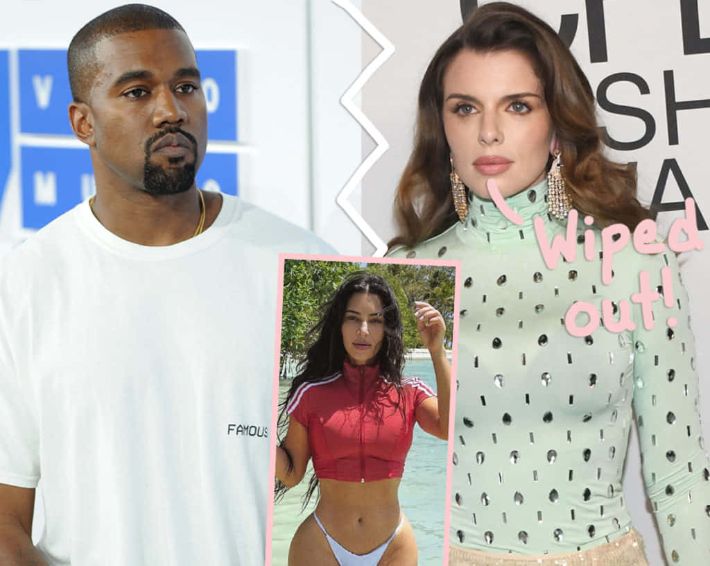 Kanye West And A Woman In Bikinis Wallpaper
