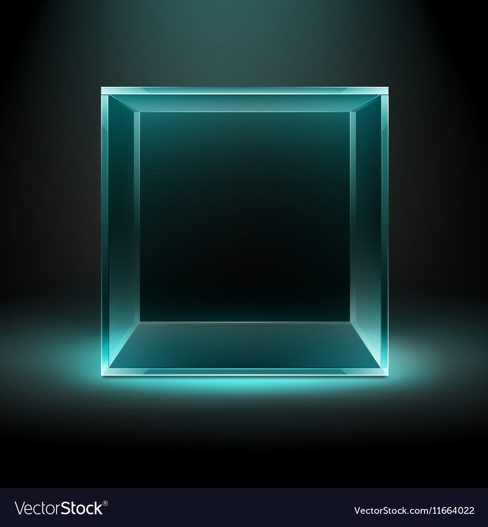 Free download Glass Box on Dark Background with Blue Backlight Vector