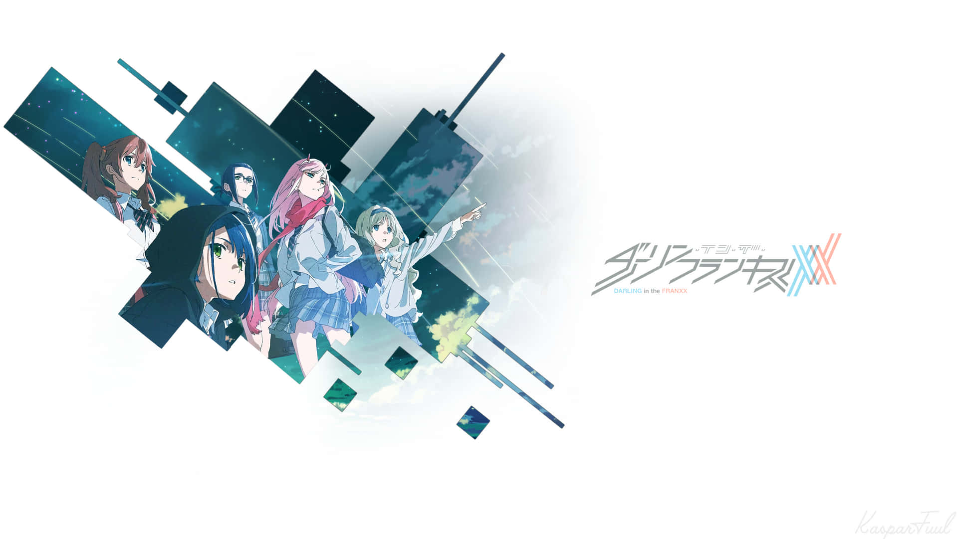 Protagonists Hiro And Zero Two In Darling The Franxx Wallpaper