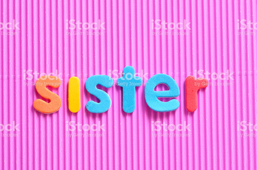 The Word Sister On A Pink Background Stock Photo Image