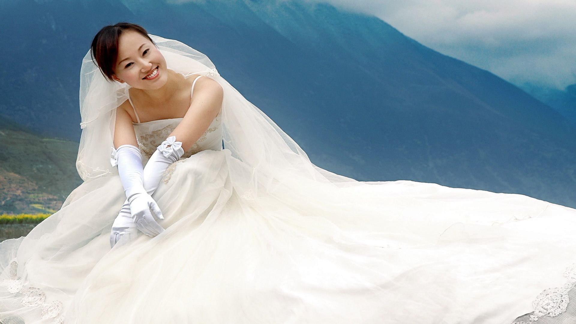 Asian White Wedding Dresses HD Wallpaper Of
