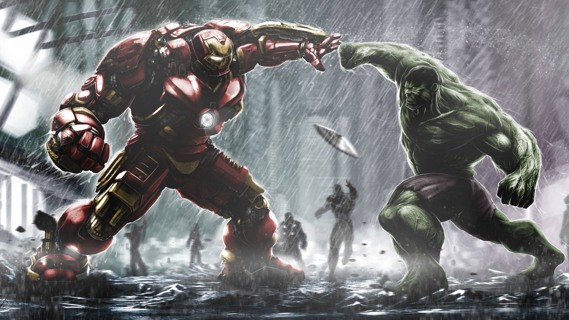 Hulkbuster Vs Incredible Hulk HD Wallpaper