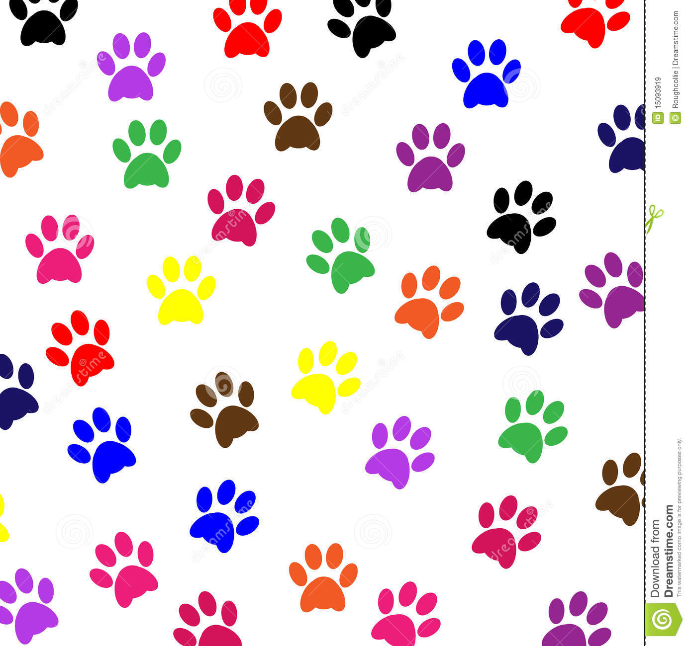 Colorful Dog Paw Prints Pet