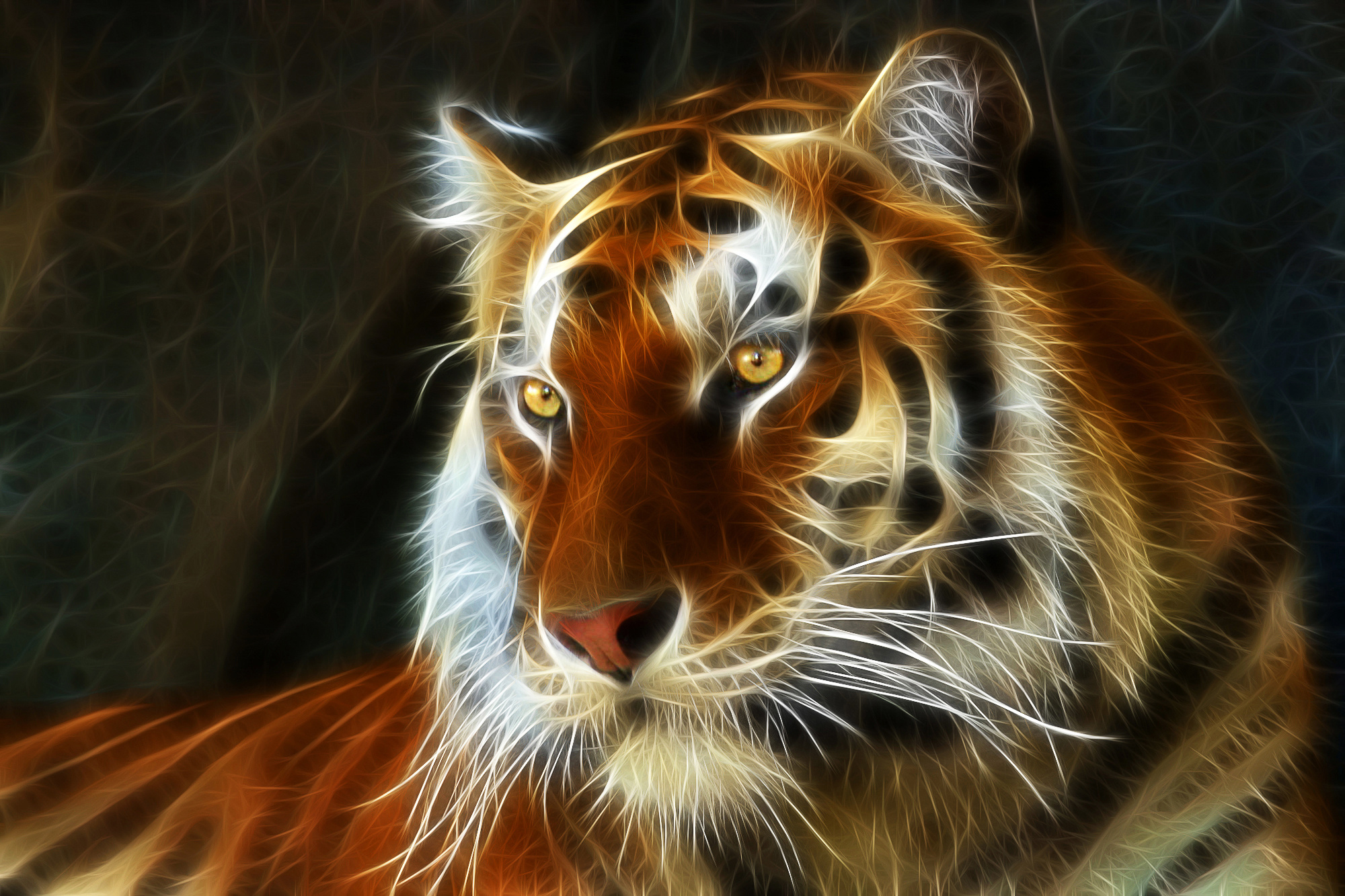 Tiger 3d Art Fractal Wallpaper