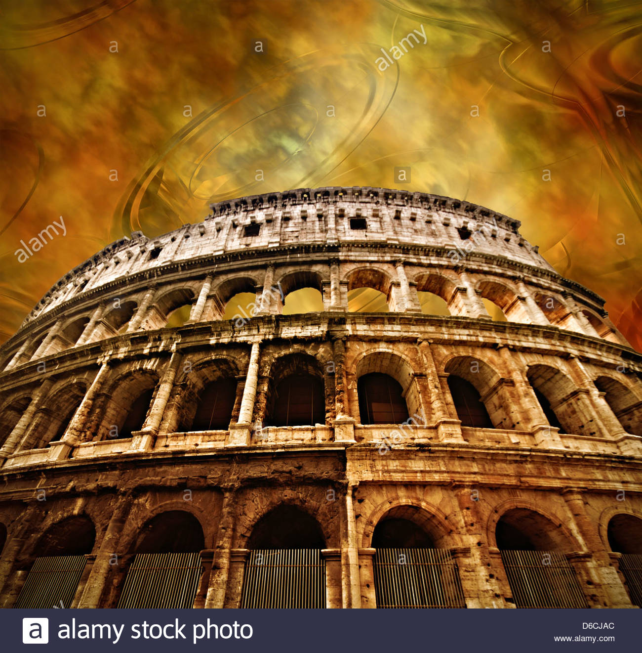 Colosseum On Antique Background Stock Photo