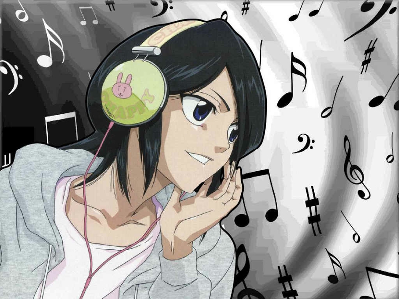 Cute Rukia Music To My Ears Anime Bleach HD Desktop Wallpaper