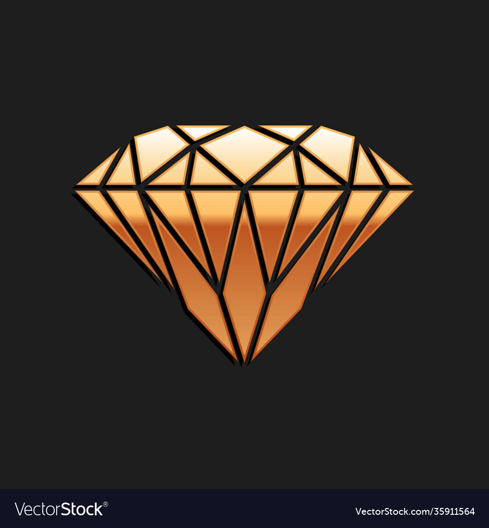 Gold diamond icon isolated on black background Vector Image