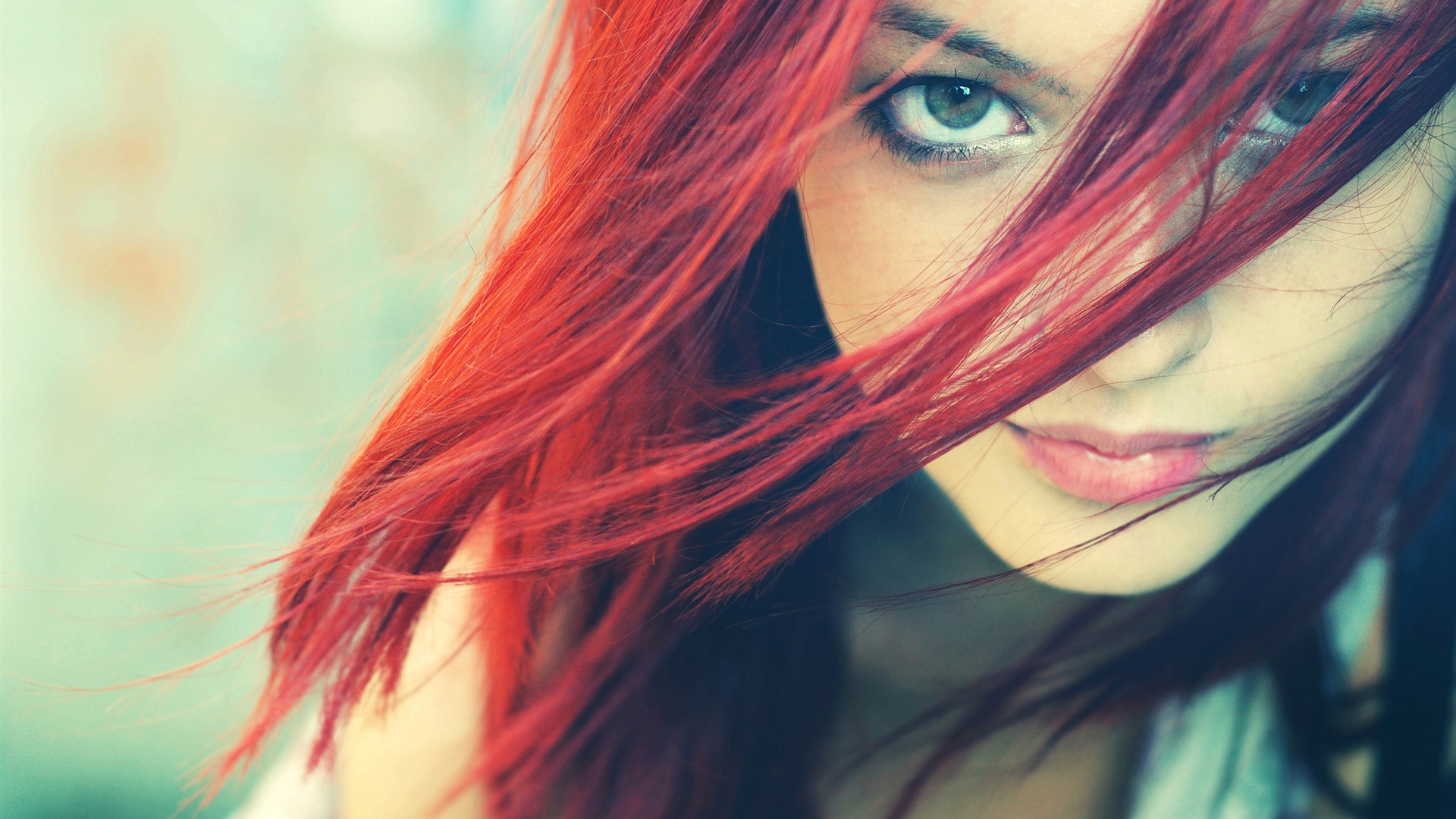 Red Hair Pretty Girl Face Wallpaper Widescreen