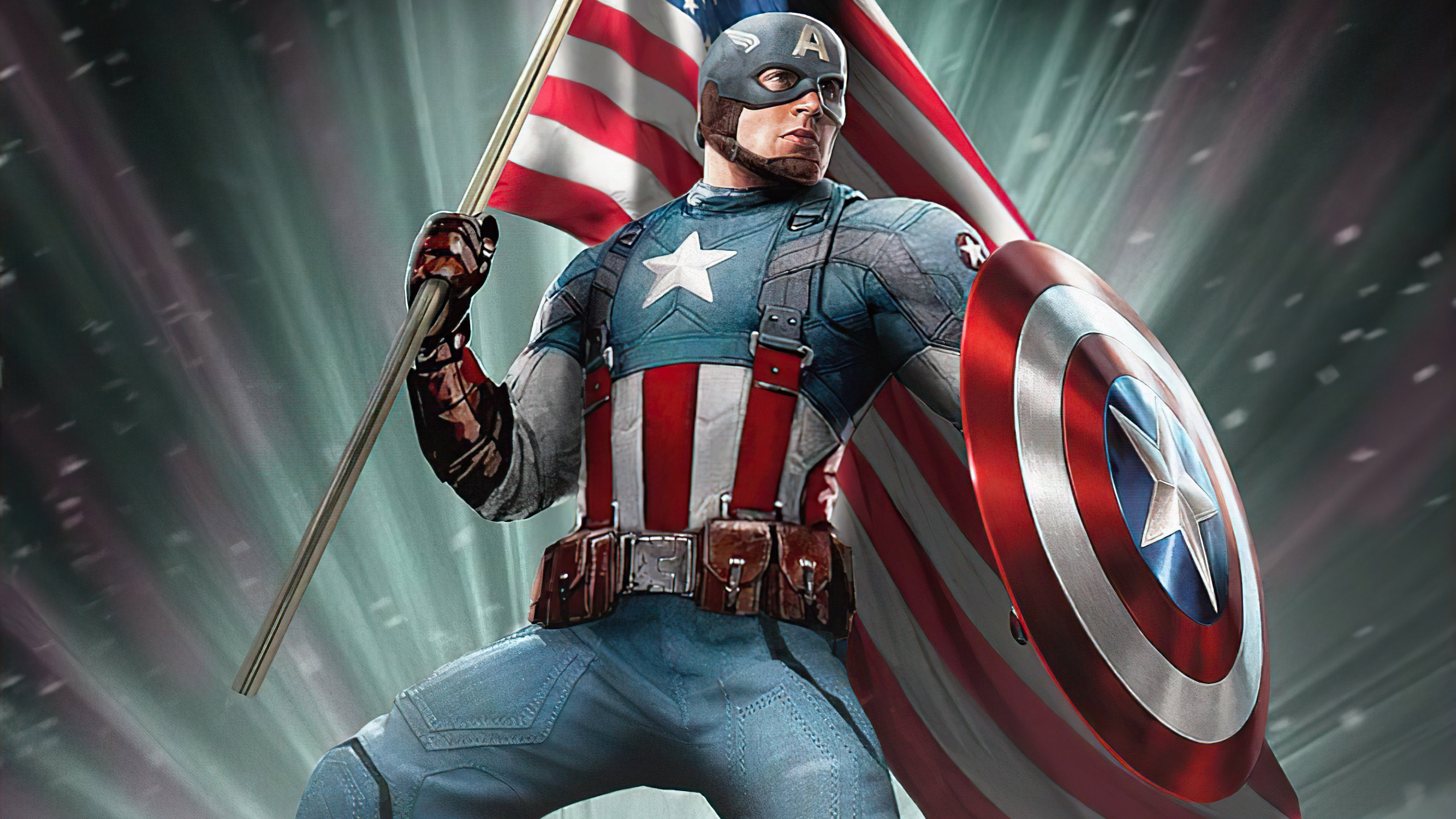 Captain America With Flag 4k Wallpaper HD Superheroes