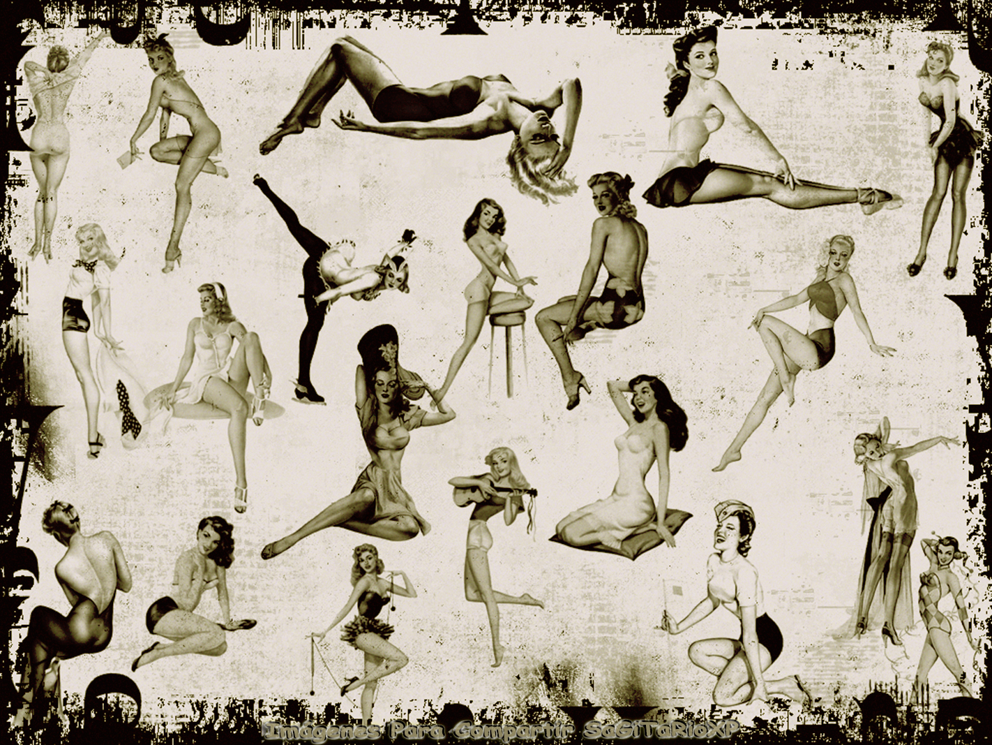 Wallpaper Vintage Chicas Pin Up Retro Collage Im Genes Para