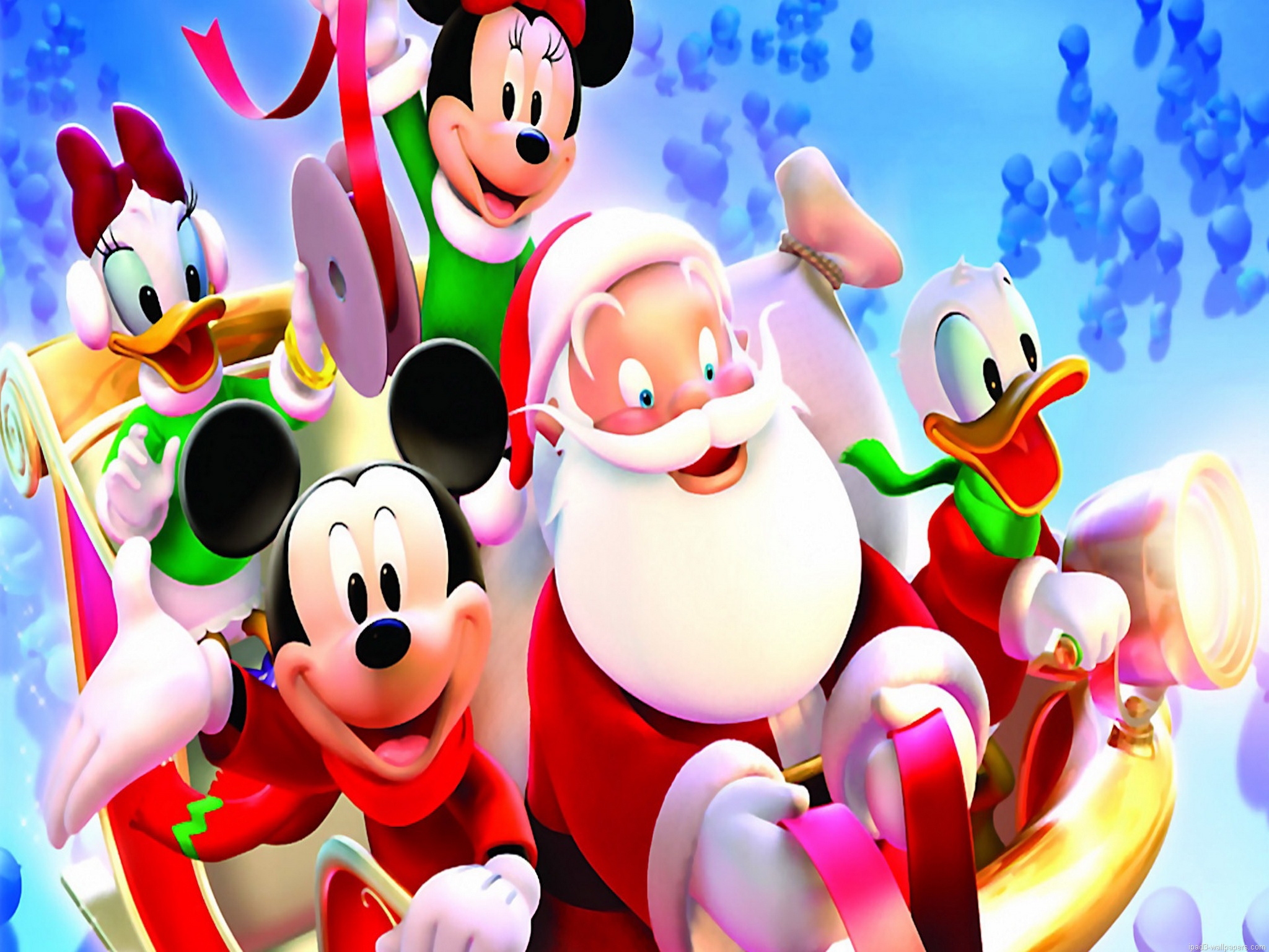 Mickey Santa Christmas Wallpaper iPad Background