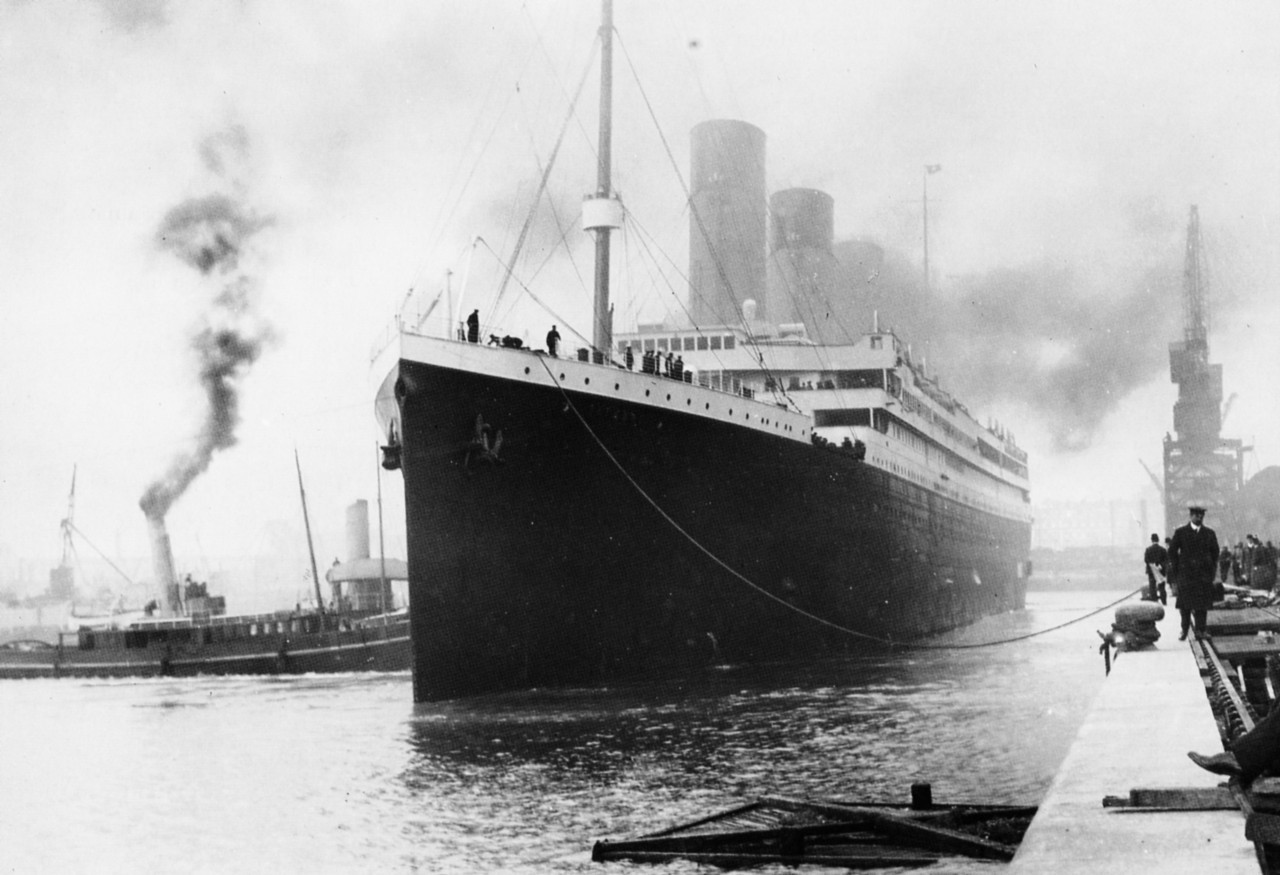 Rms Titanic Ship Ocean Liner With A British Flag Was Built In