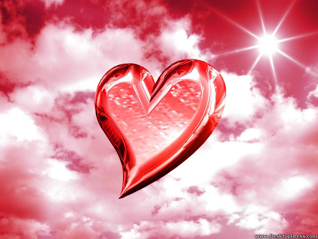 Desktop Wallpaper 3d Background Red Heart In Sky