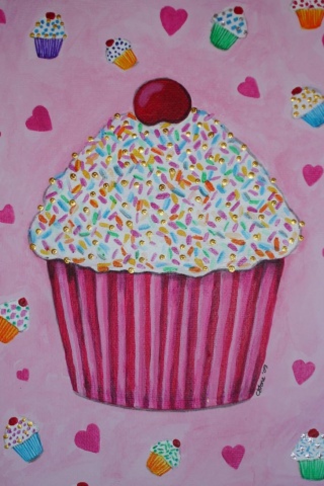 For iPhone Designs Wallpaper Pink Cupcake