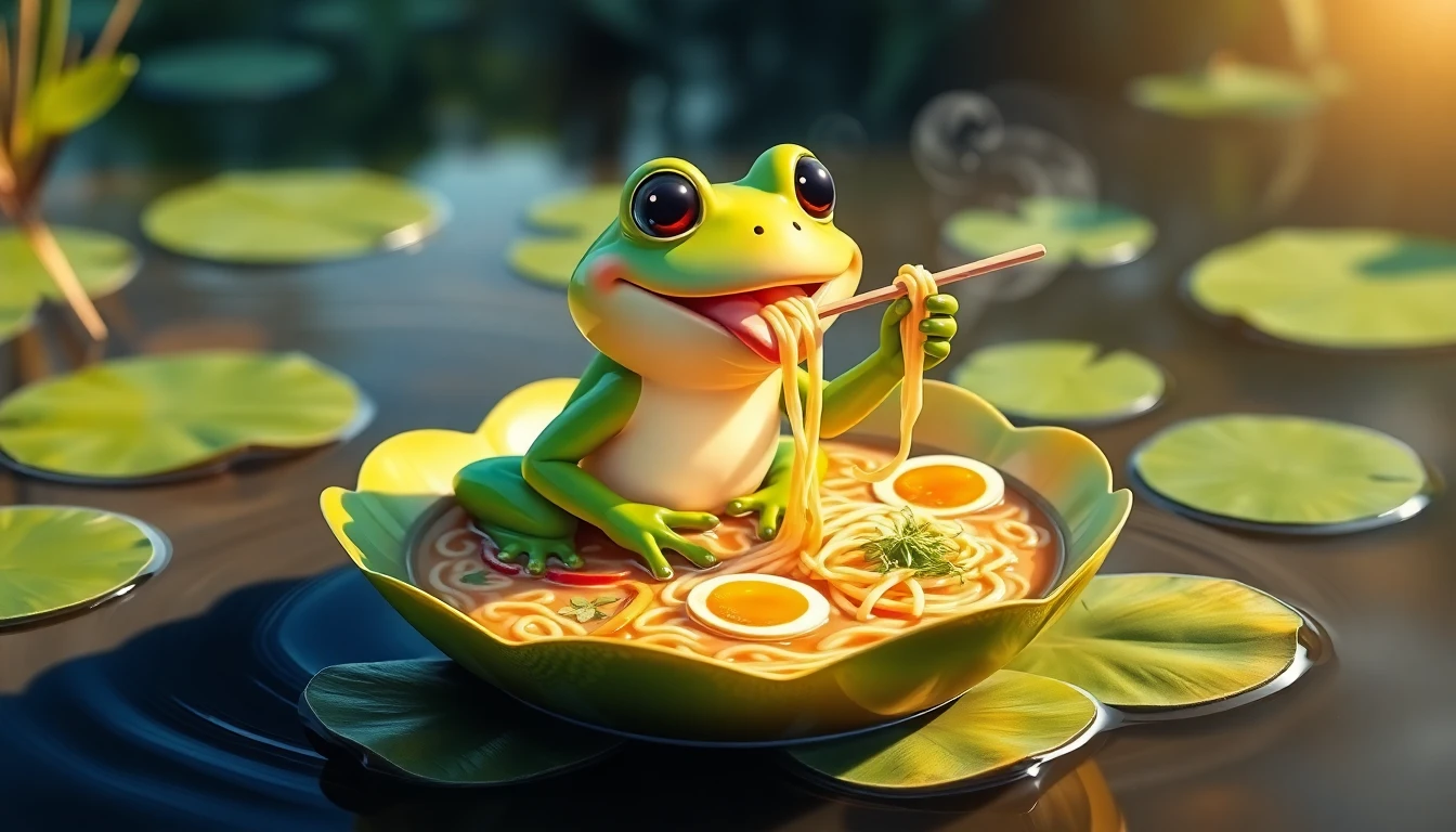 Frog With Ramen Wallpaper