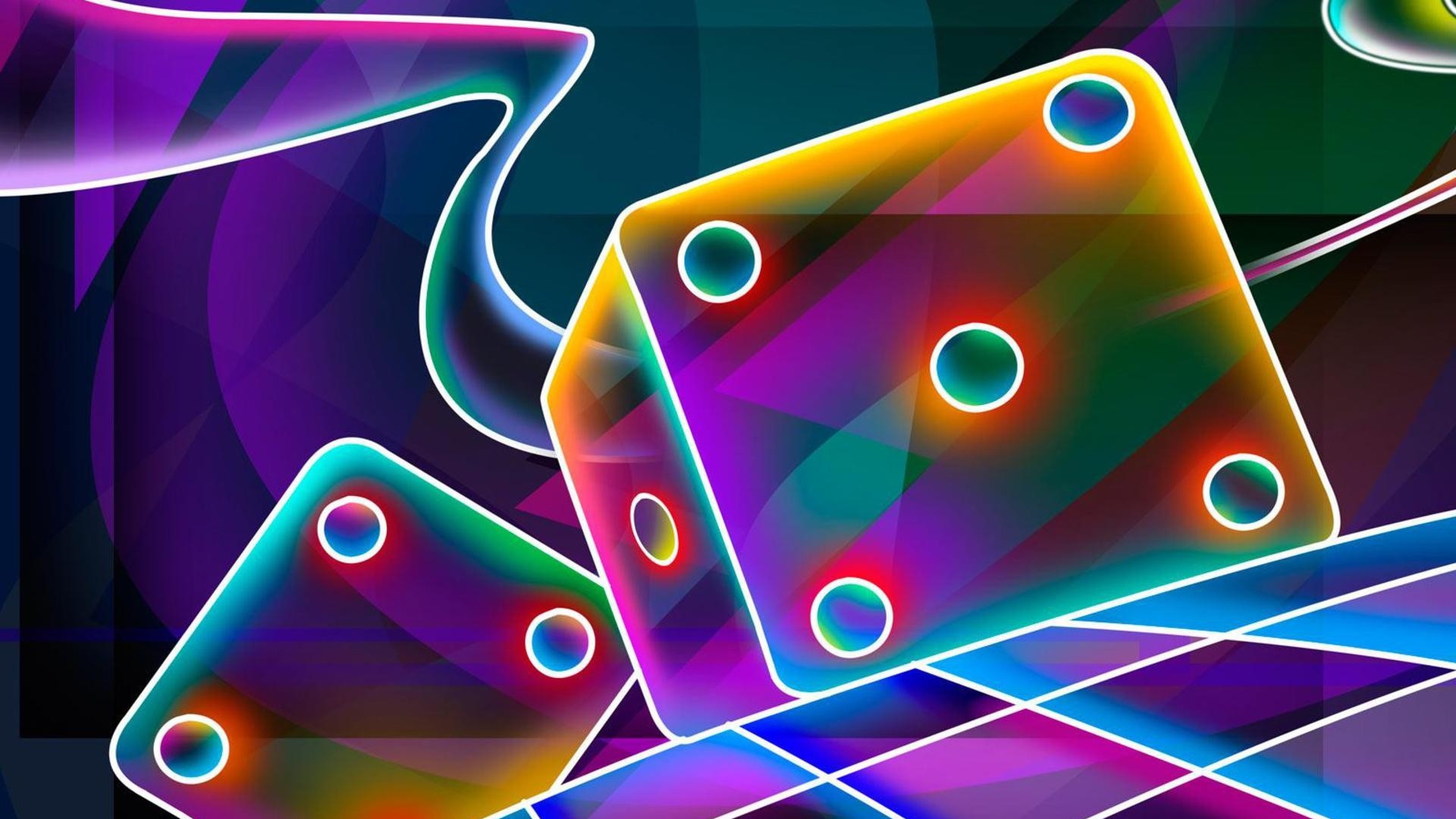 3d Cube Dice Neon Wallpaper Background Full HD