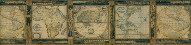 Old World Maps Wallpaper Border