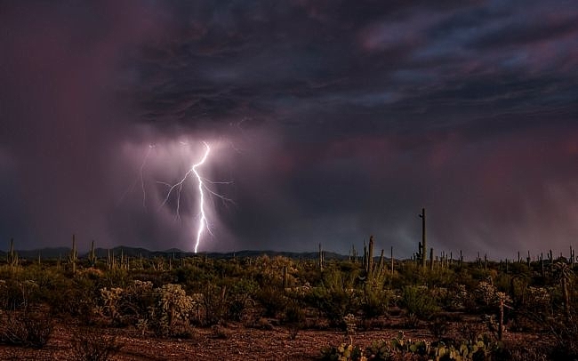 Lightning Clouds Storm Desert