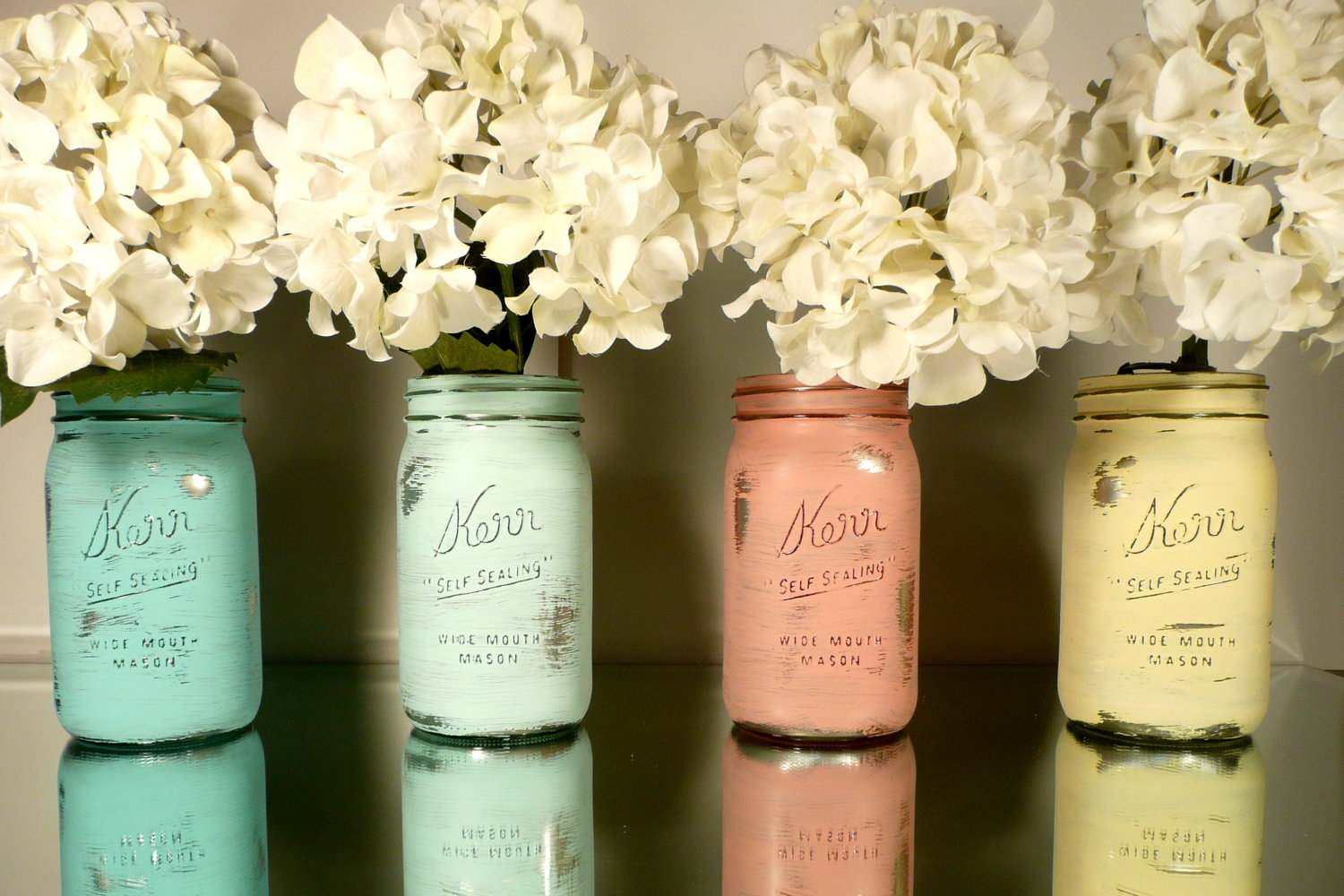 Paint These Mason Jars On The Inside And Fill Them With Flowers To