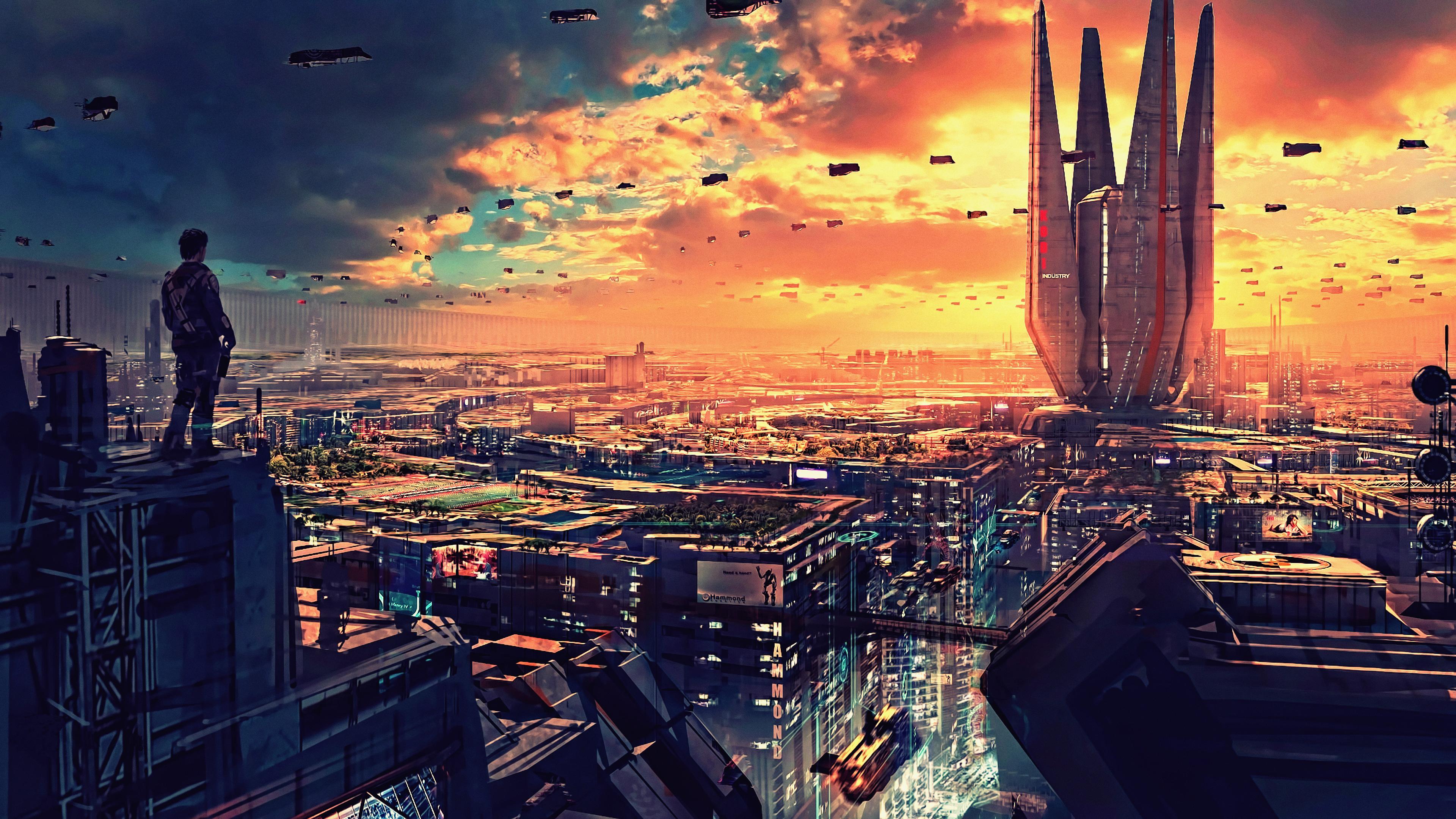 Wallpaper 4k Science Fiction Cityscape Futuristic City Digital Art