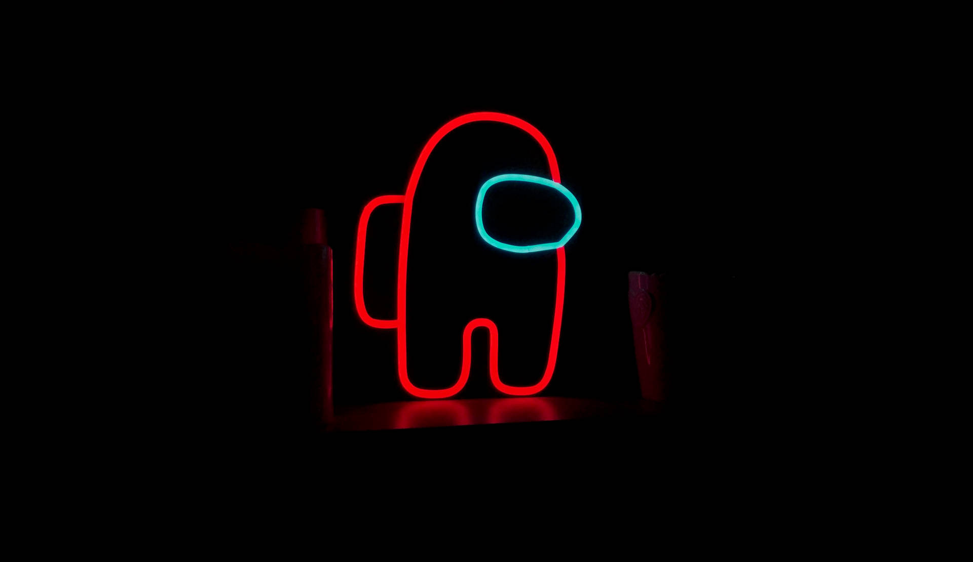 Among Us Red Neon Desktop Wallpaper