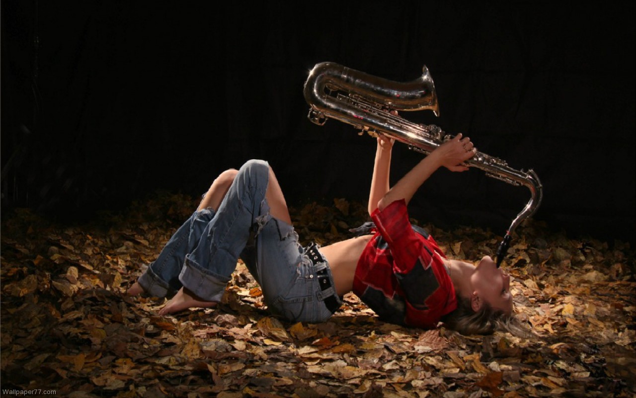 Saxophone Wallpaper Woman With