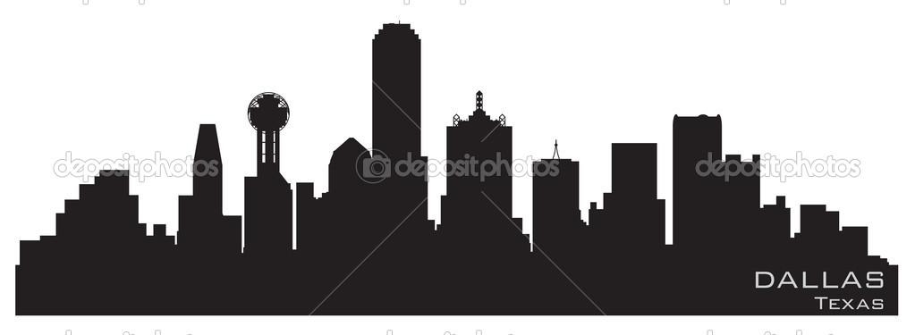 Dallas Texas Skyline Detailed Vector Silhouette Stock Illustration