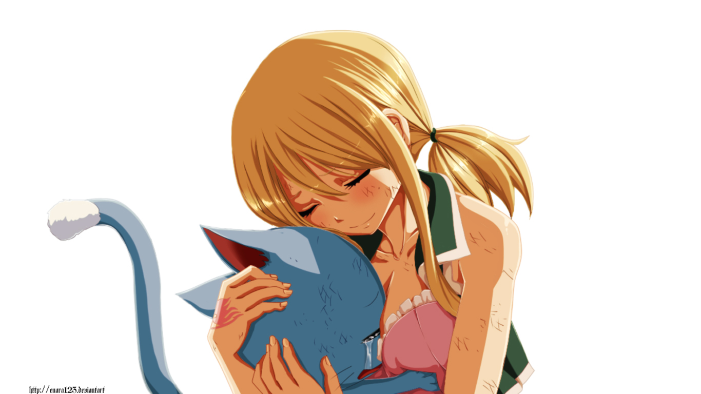 lucy heartfilia and happy crying fairy tail anime hd wallpaper