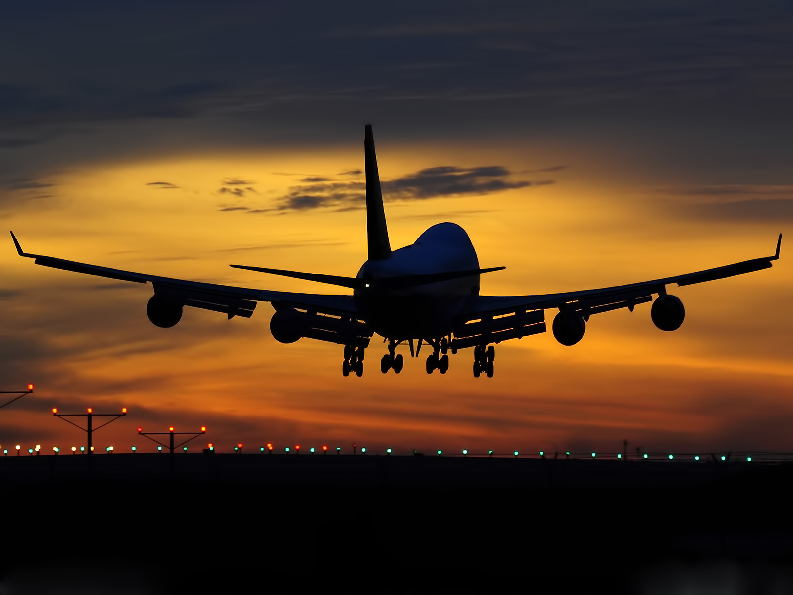 Free Download Wallpaper Landing Plane Evening Boeing 747 Boeing Sunset