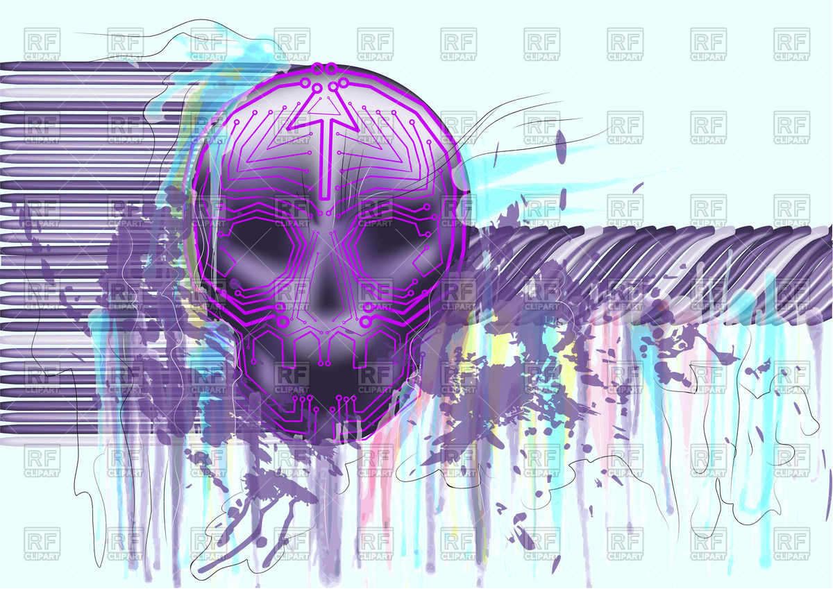 Computer virus   skull on abstract background Vector Image of