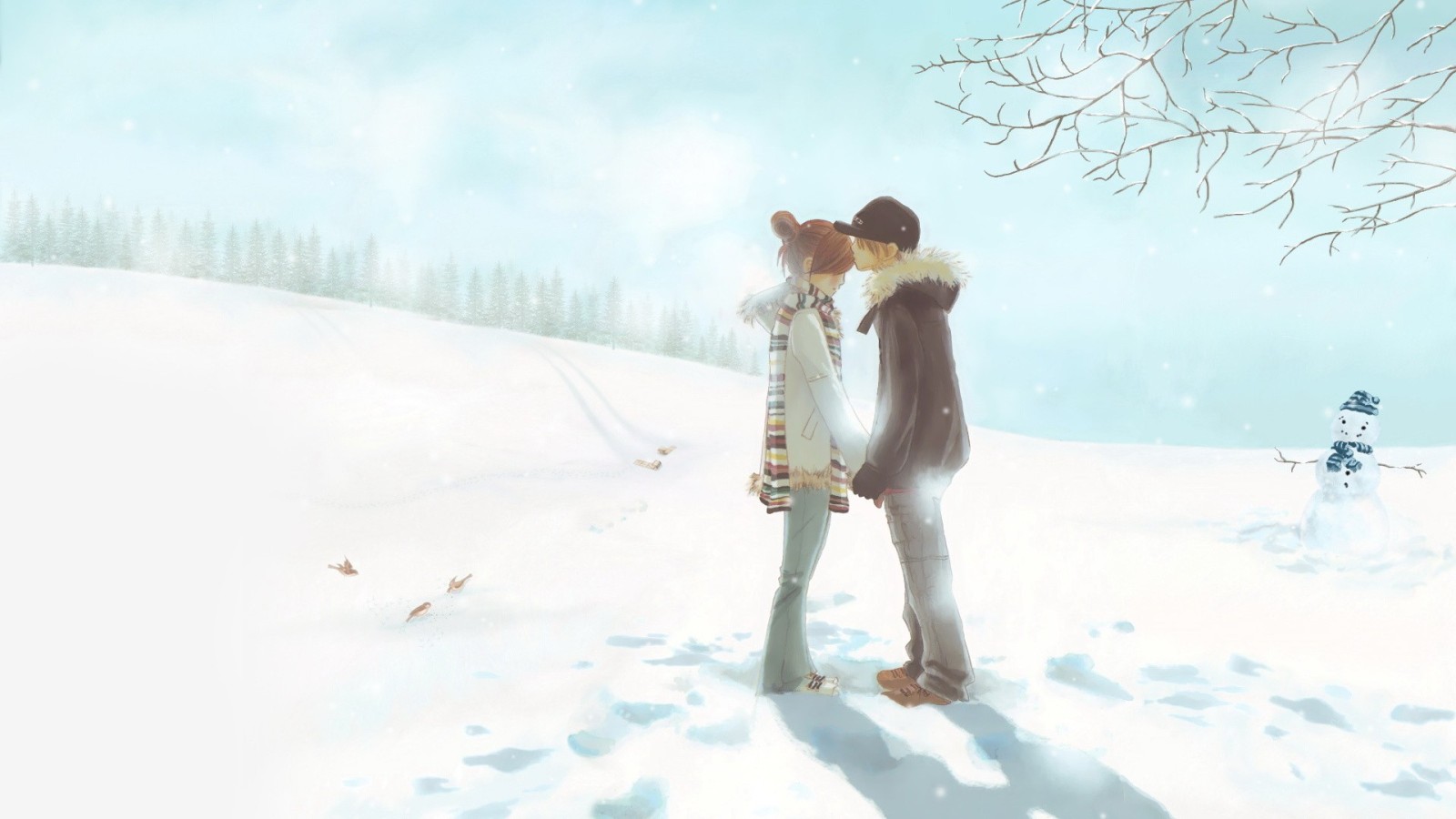 Cute Anime Winter wallpaper 1600x900