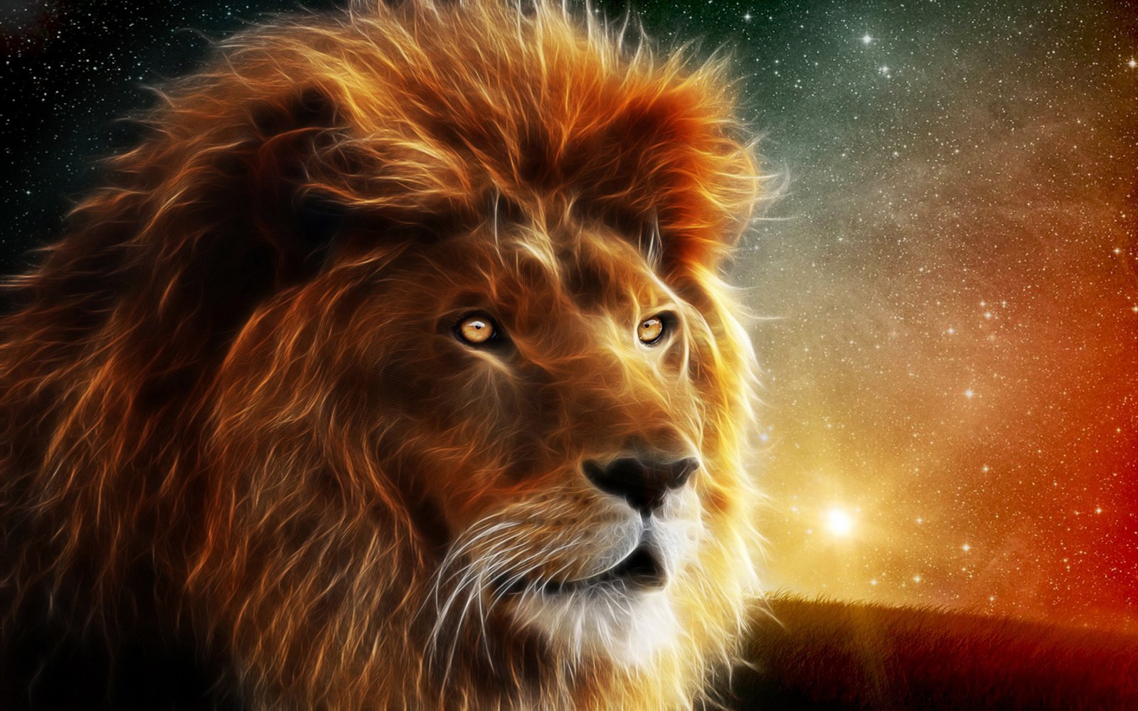 Majestic Lion against a Cosmic Backdrop