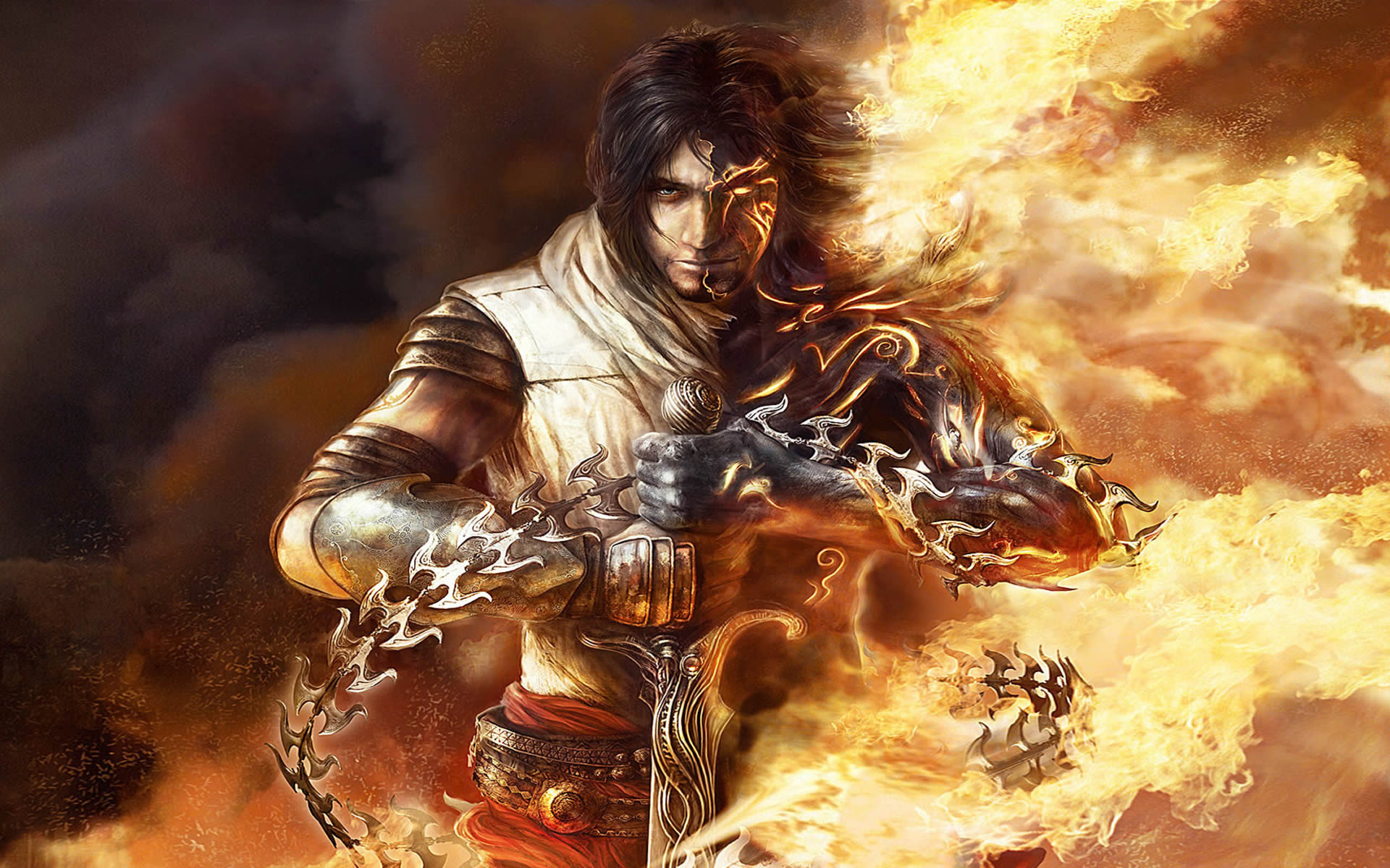 Flaming Dark Prince Of Persia Two Thrones Wallpaper