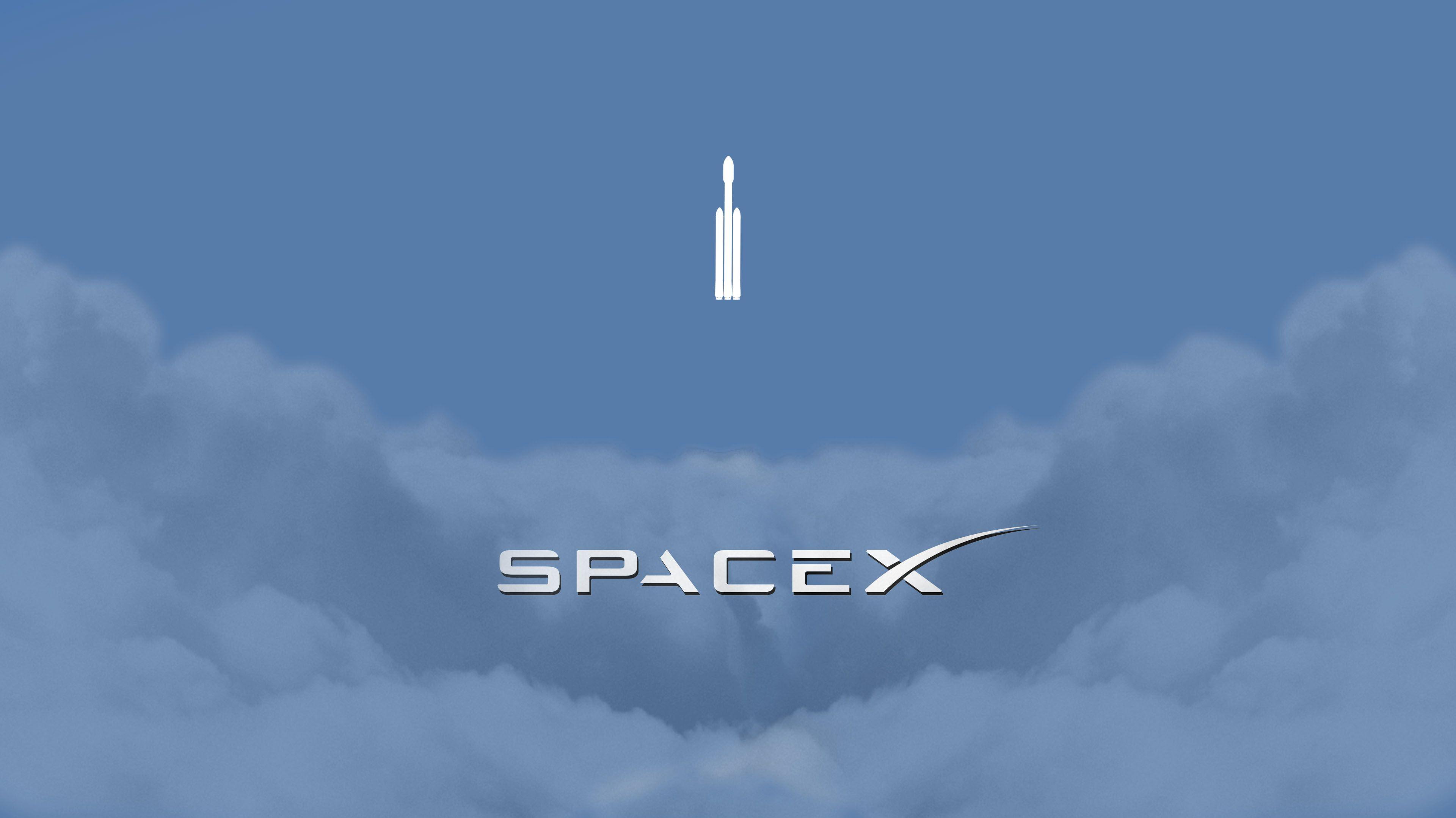 Clouds Minimalism Falcon Heavy Spaceship Space Logo Rocket