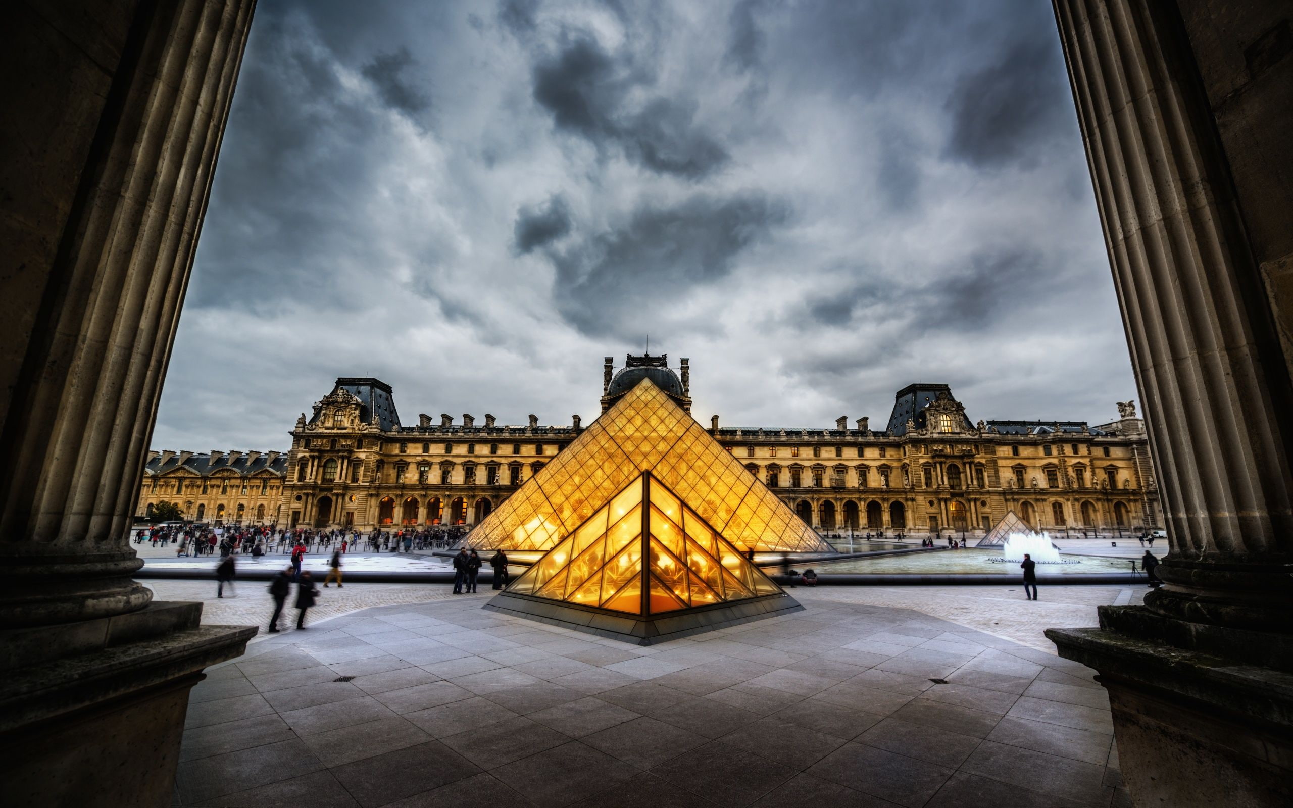 HD Wallpaper Louvre Museum Paris Pyramid Pillar Architecture