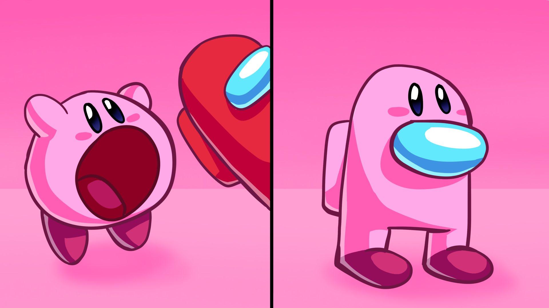 Numberless on X Kirbys new mouthful mode form Kirby AmongUs