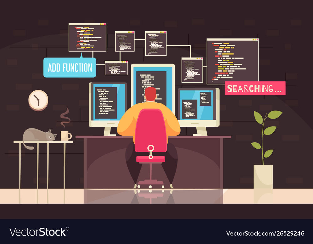 Programmer Work Background Royalty Vector Image