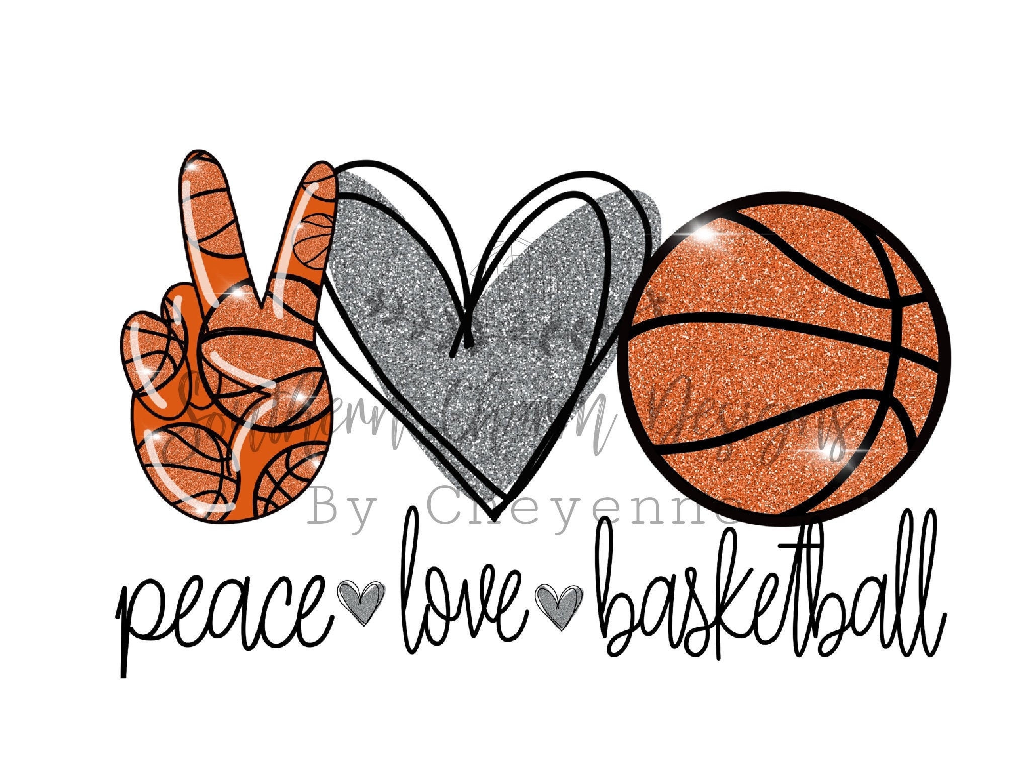 Peace Love Basketball Sublimation Design Png Digital