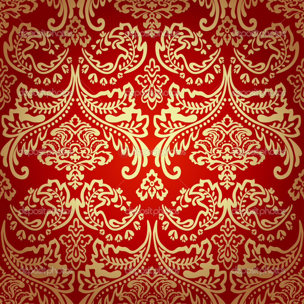 Red Damask Pattern Seamless Background